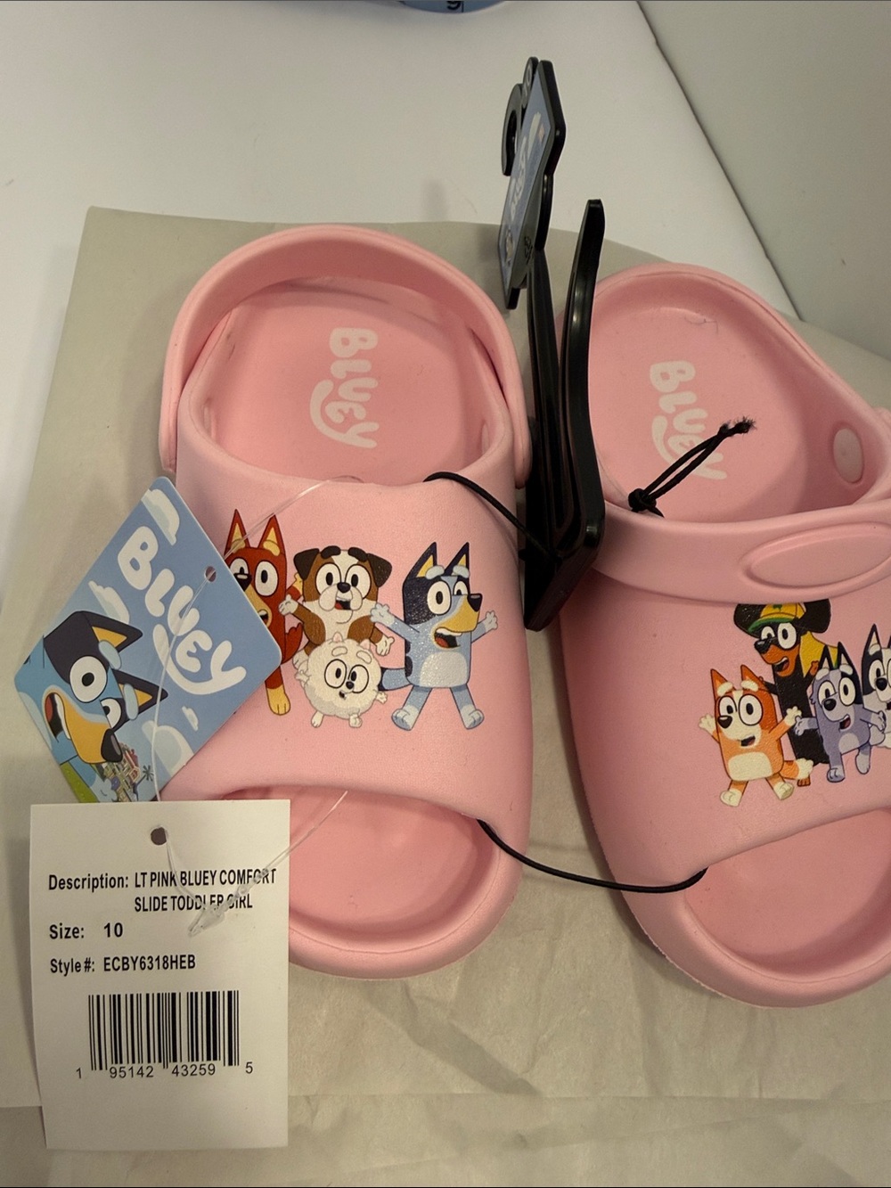 Bluey Pink Kids Slide Sandals with Character Print size 10 kids